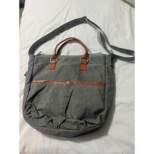 motif Maylilly Collection Large Gray Canvas Baby Diaper Bag Brown Handles